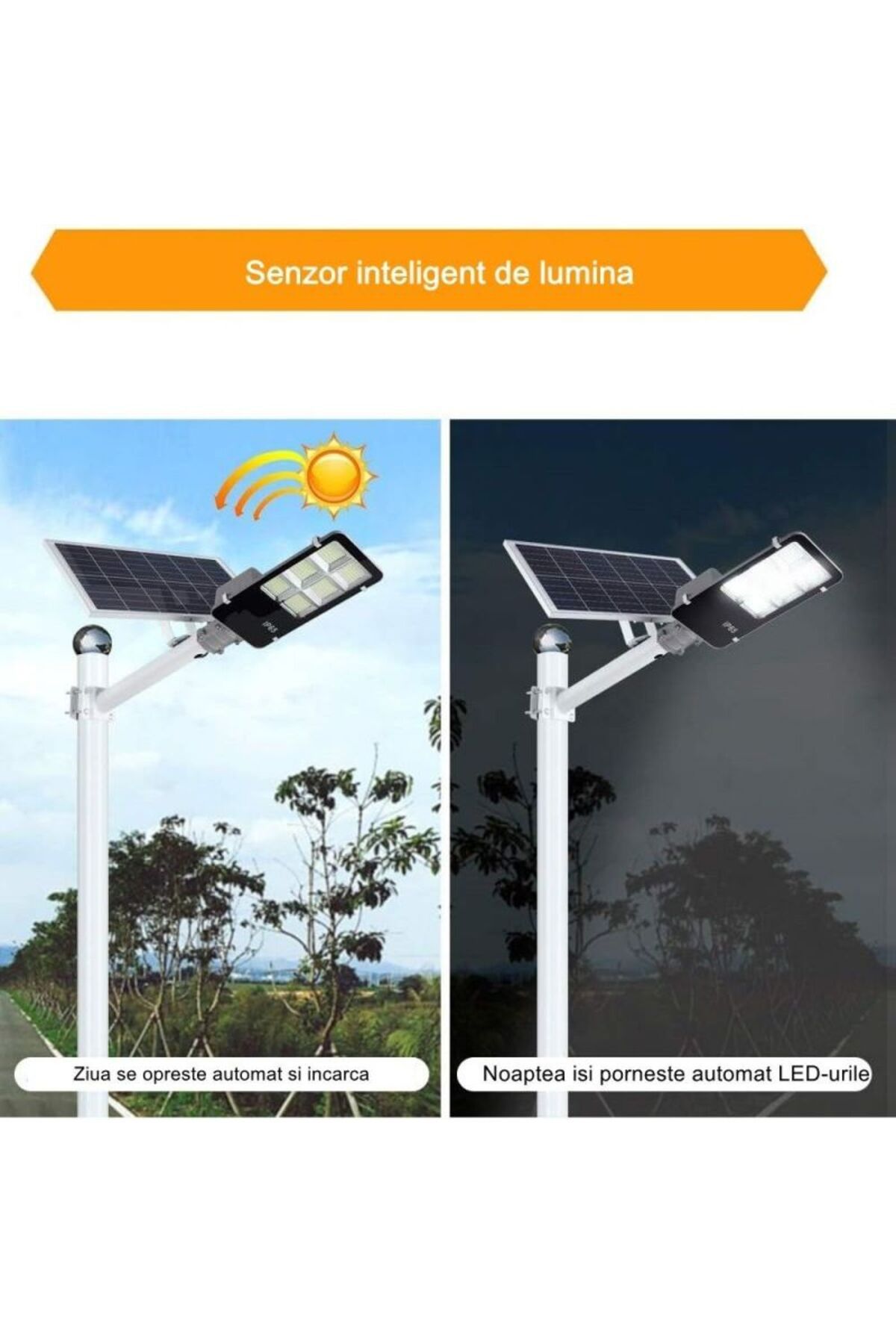 eyemazing-Lampă stradală solară, IP65, senzor de lumină, uimitoare, 100 LED-uri, 80w, telecomandă, 12–16 ore, alb rece 3