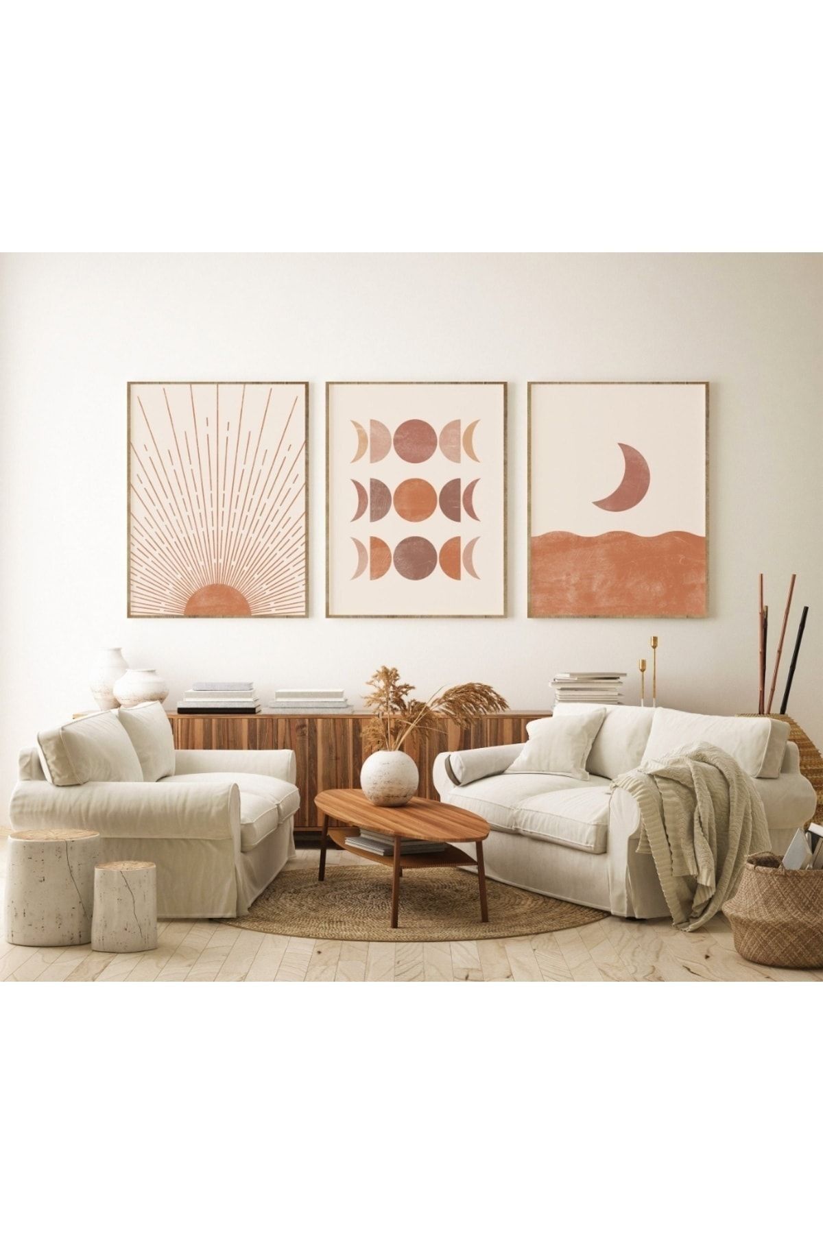 Dekorsiahome 3 Parça Ahşap Çerçeveli Oturma Odası Salon Mutfak Tablo Seti SET3170