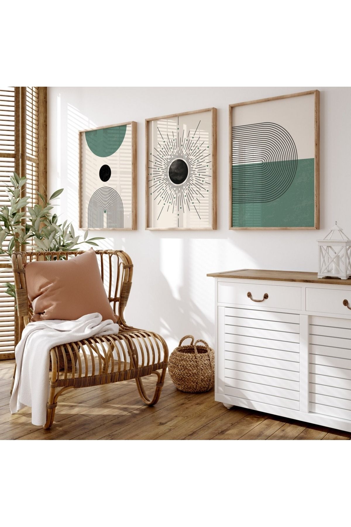 Dekorsiahome 3 Parça Ahşap Çerçeveli Oturma Odası Salon Mutfak Tablo Seti SET3242