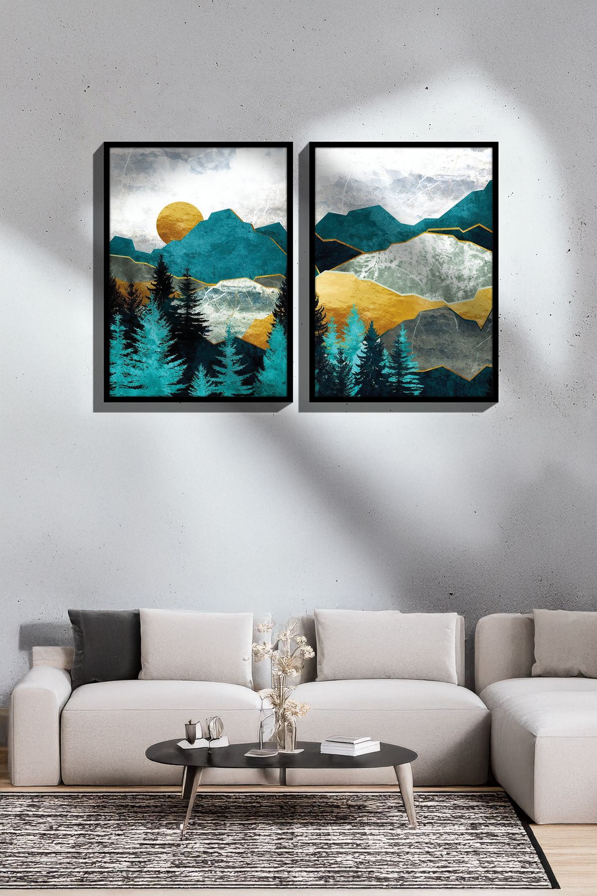 Artavessa 2 Parça Gerçek Siyah Renkli Çerçeveli Tablo Seti - Model 25