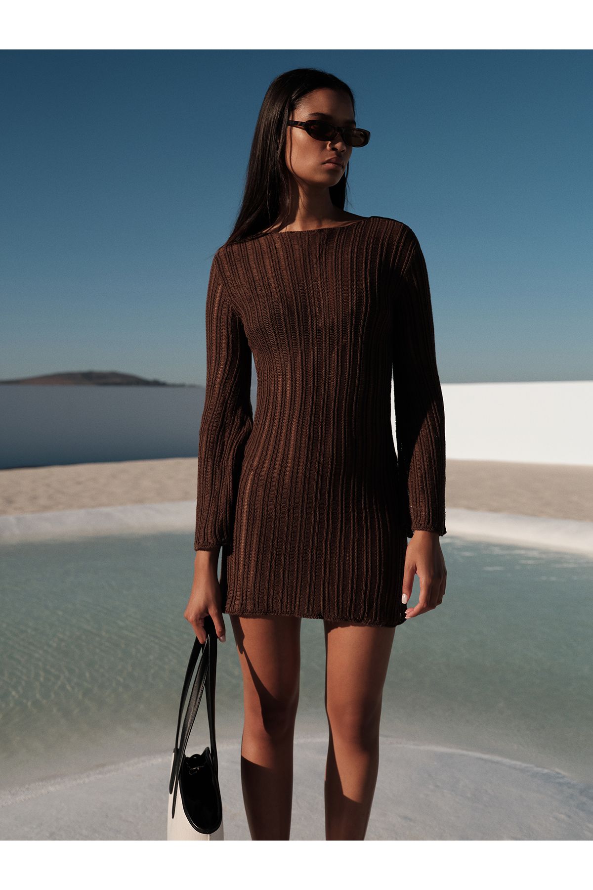 mathilda store Kadın Acı Kahve Bella Mini Beachwear Elbise