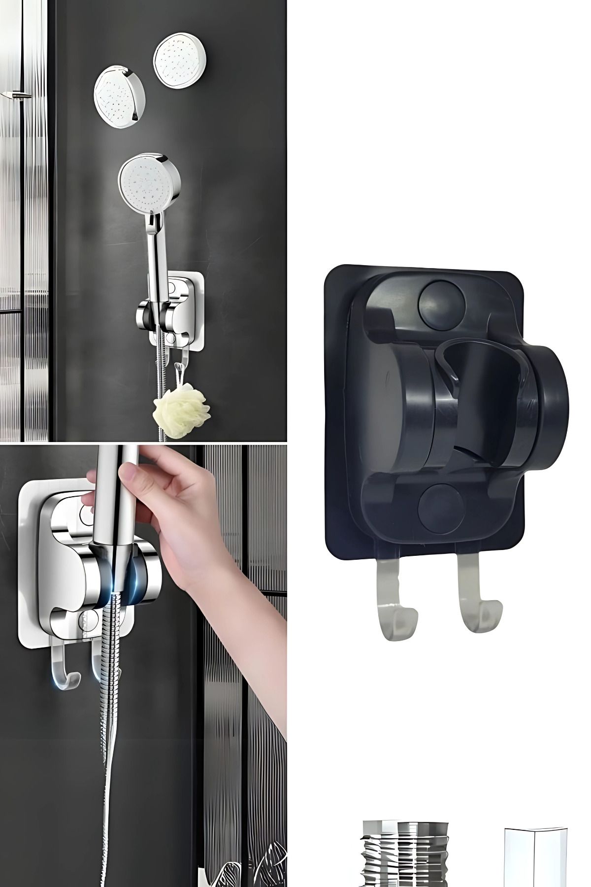Go İthalat Yapışkanlı Askılı Duş Başlığı Tutucu Kendiliğinden Güçlü Banyo Duvar lif Yapışkanlı Banyo Askısı