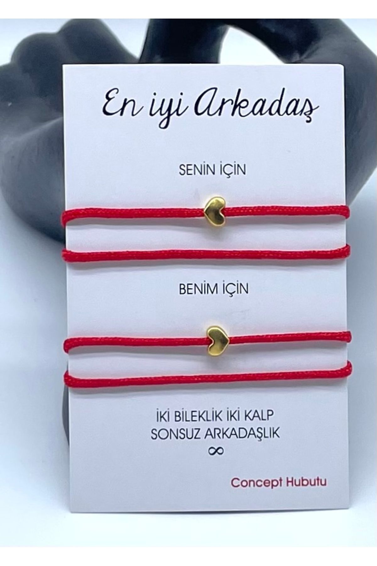 Concept HuBuTU Hediyelik Minimal Altın Kaplama Objeli En İyi Arkadaş Yazlık Kırmızı İp Halhal Seti ( 4 Adet)