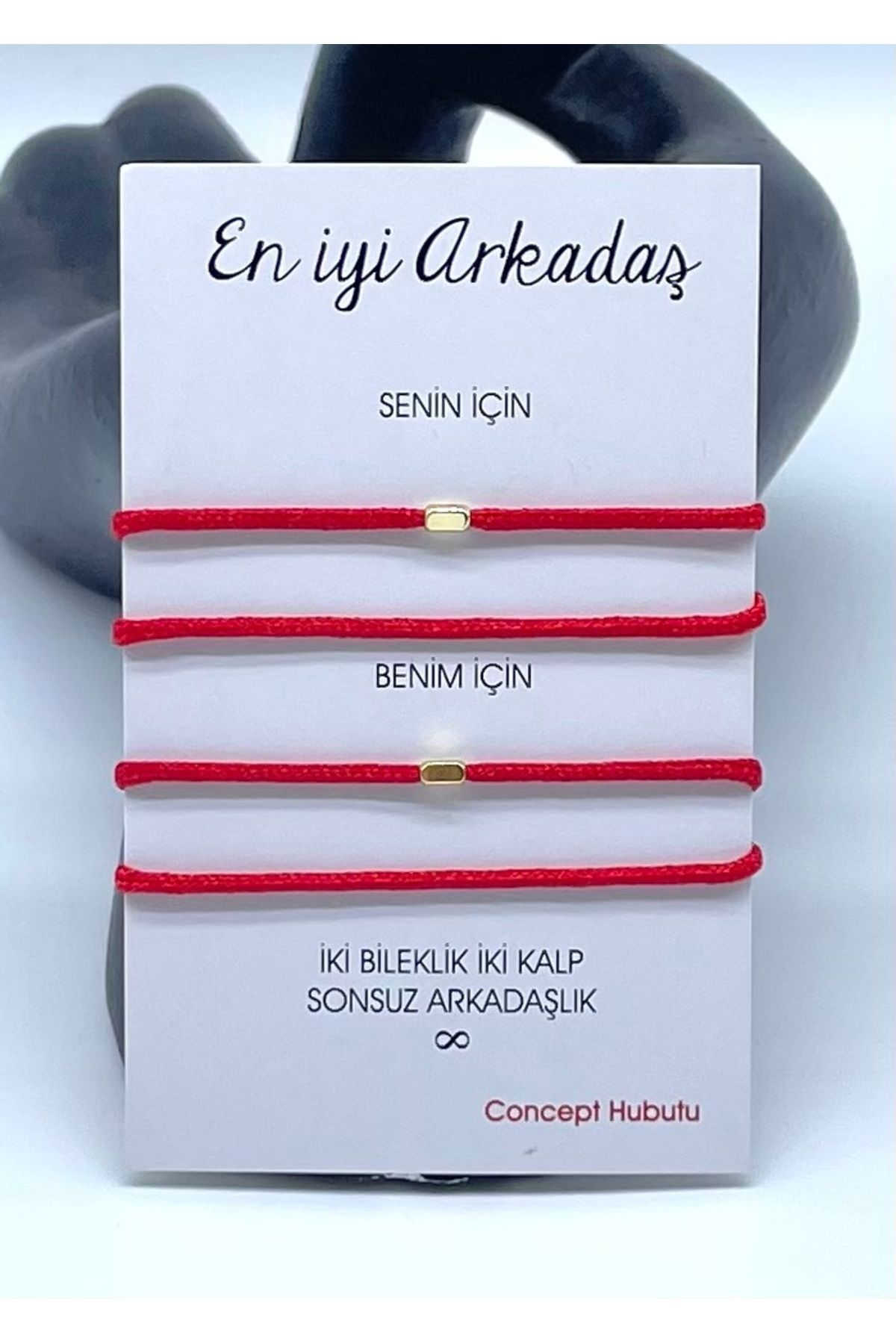 Concept HuBuTU Hediyelik Minimal Altın Kaplama Objeli En İyi Arkadaş Yazlık Kırmızı İp Halhal Seti ( 4 Adet)