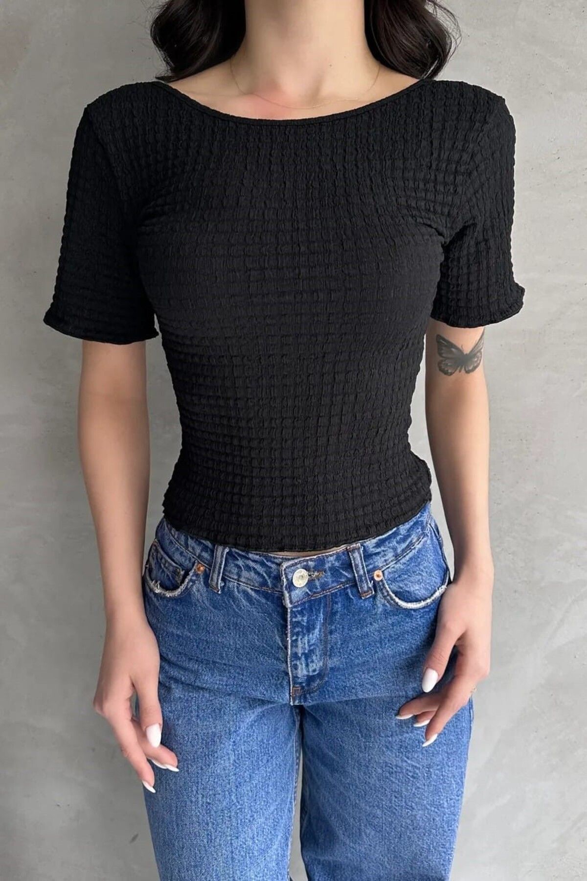 H&E LUXURY DESIGN Kadın Sırt Dekolteli Basic Cofre Bluz
