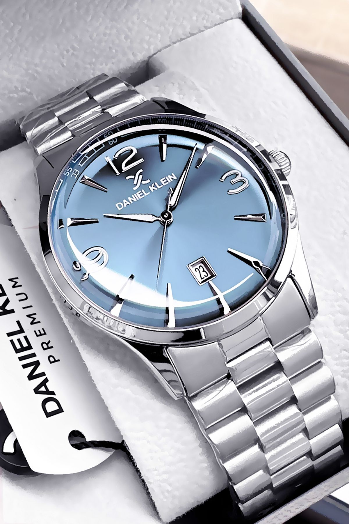 Daniel Klein Premium Hediyelik Erkek Kol Saati Su Geçirmez Gümüş Renk Çelik Kordon Hediye Bileklik DKE2127C1