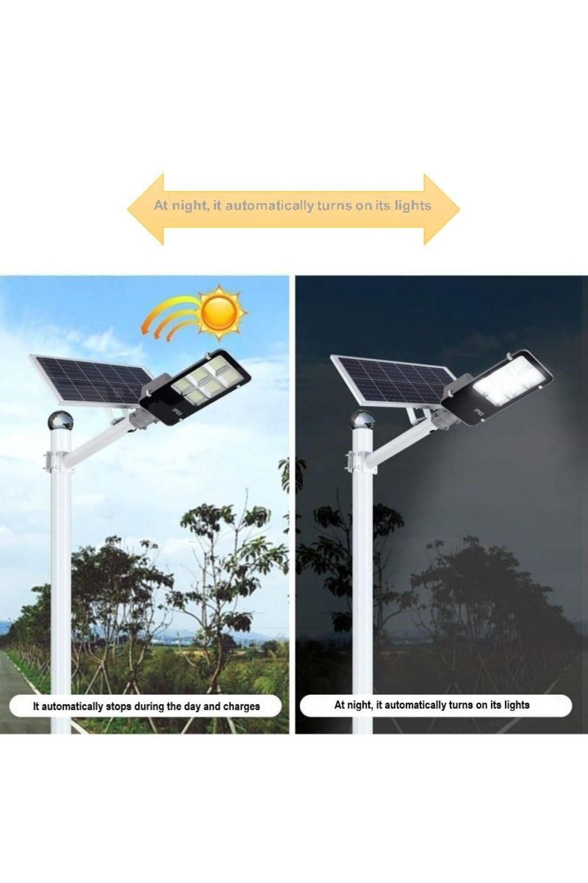 eyemazing-Lampă stradală solară, IP65, senzor de lumină, uimitoare, 100 LED-uri, 80w, telecomandă, 12–16 ore, alb rece 13