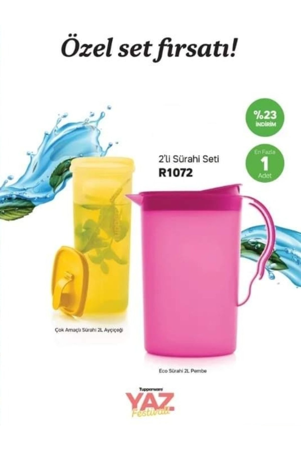 Tupperware Çok amaçlı ve 2 LT Sürahi.