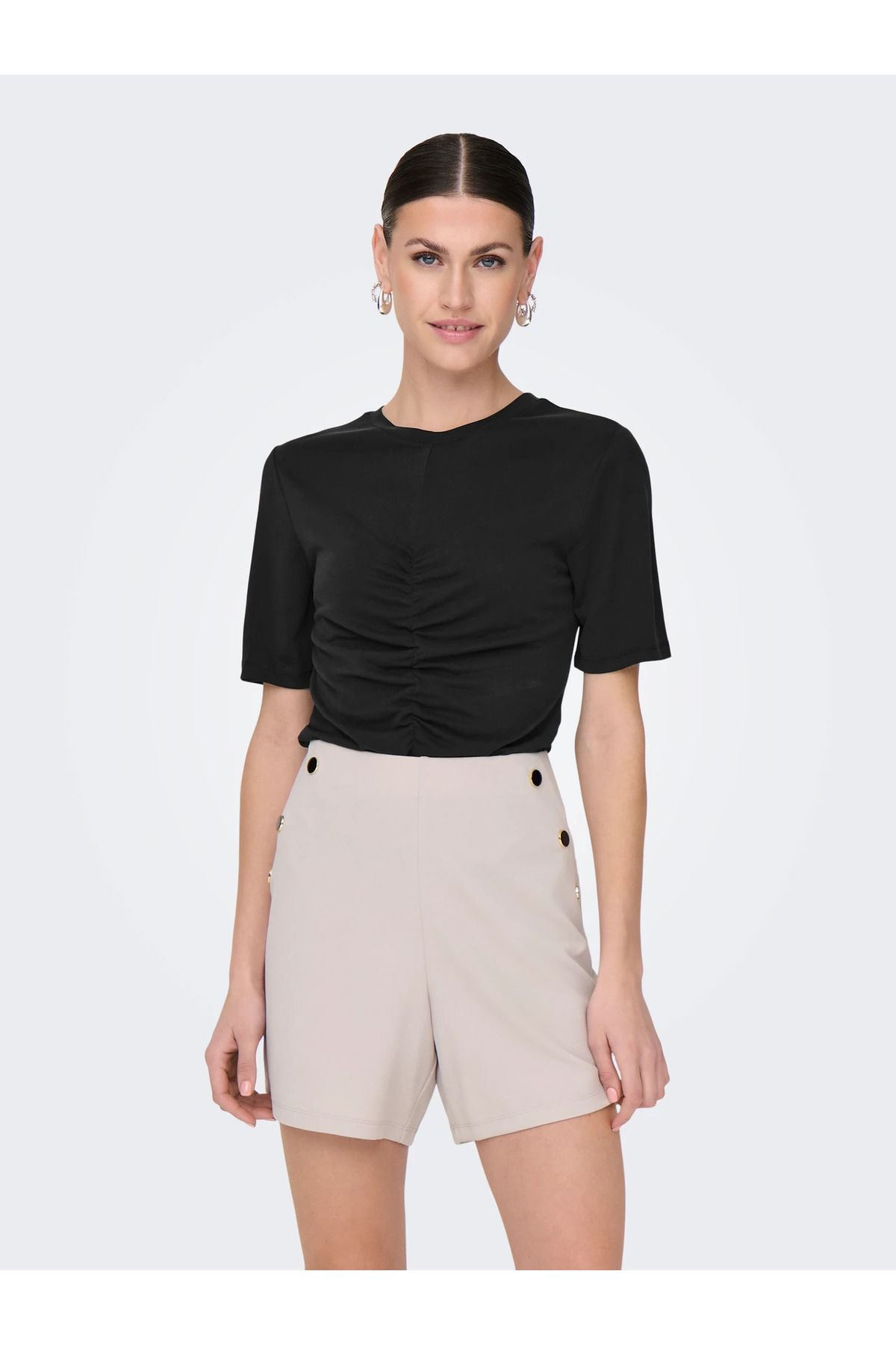 ONLY ONLFREE LIFE S/S O-NECK GATHERNG TOP JRS