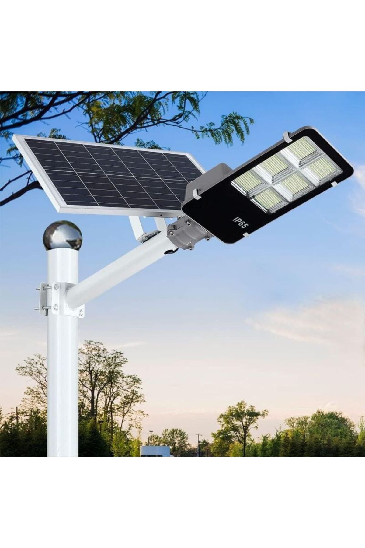 eyemazing-Lampă stradală solară, IP65, senzor de lumină, uimitoare, 100 LED-uri, 80w, telecomandă, 12–16 ore, alb rece 9