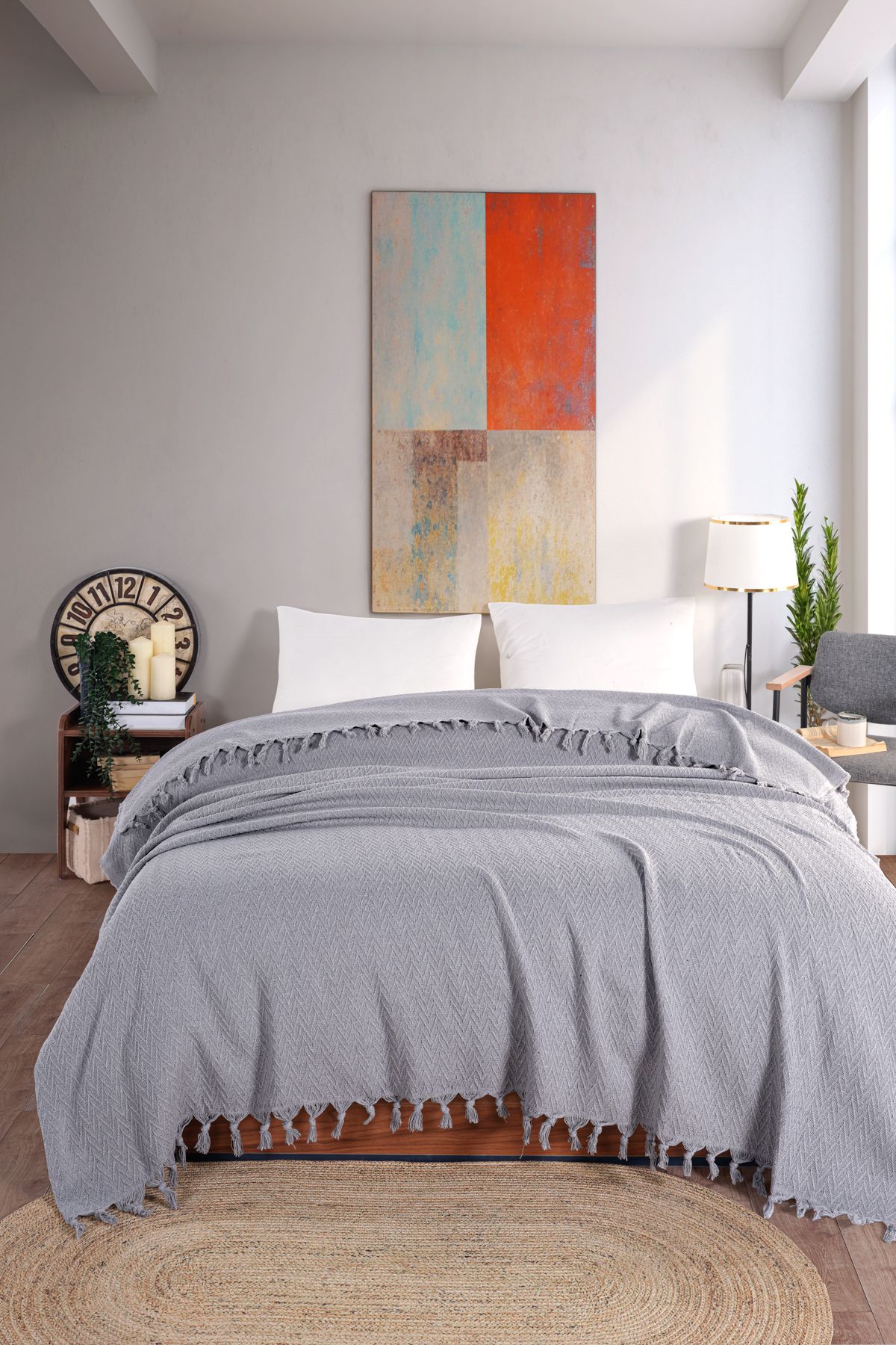 Güvenal Esila 220x220cm Çift Kişilik Saçaklı Yatak Örtüsü | Çeyizlik | Hediyelik