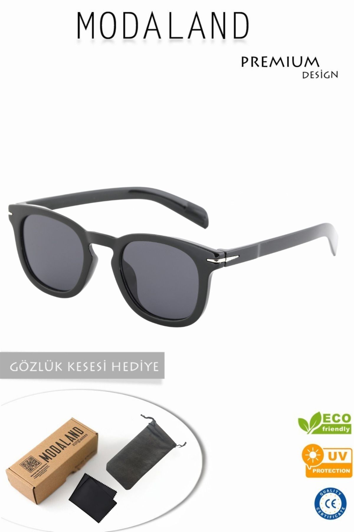 ModaLand Lithe Black Erkek&Kadın Uv 400 Güneş Gözlüğü Ce Belgeli
