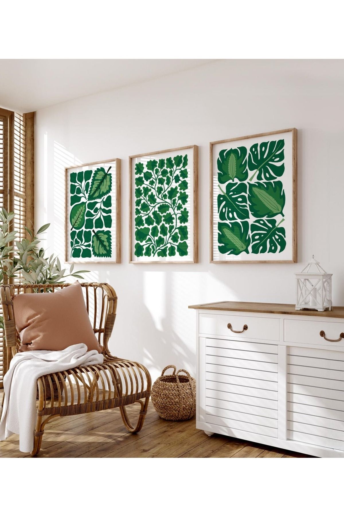 Dekorsiahome 3 Parça Ahşap Çerçeveli Oturma Odası Salon Mutfak Tablo Seti SET3163