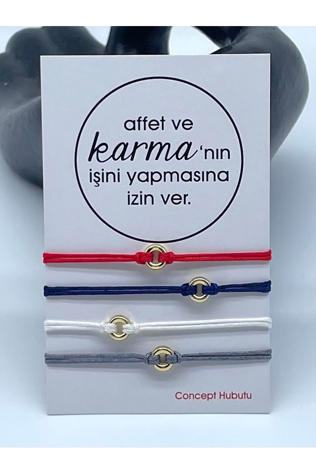 Concept HuBuTU Karma Felsesefesi Minimal Altın Kaplama Objeli Halhal Seti (4 Adet)