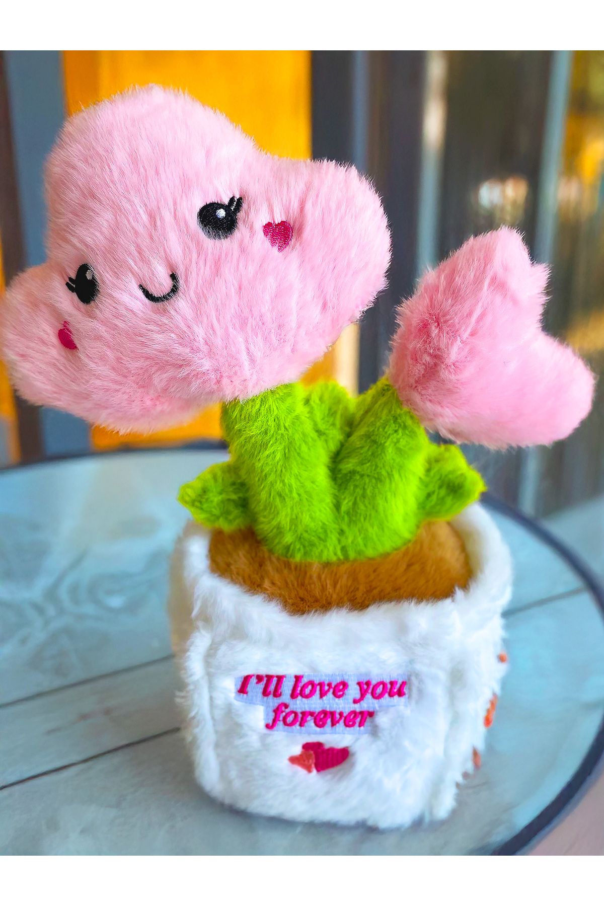 PoppyPlays Ağır ve Yumuşacık Çiçek ve Saksı Peluş Oyuncak Seni Sonsuza Dek Seveceğim Yazılı!