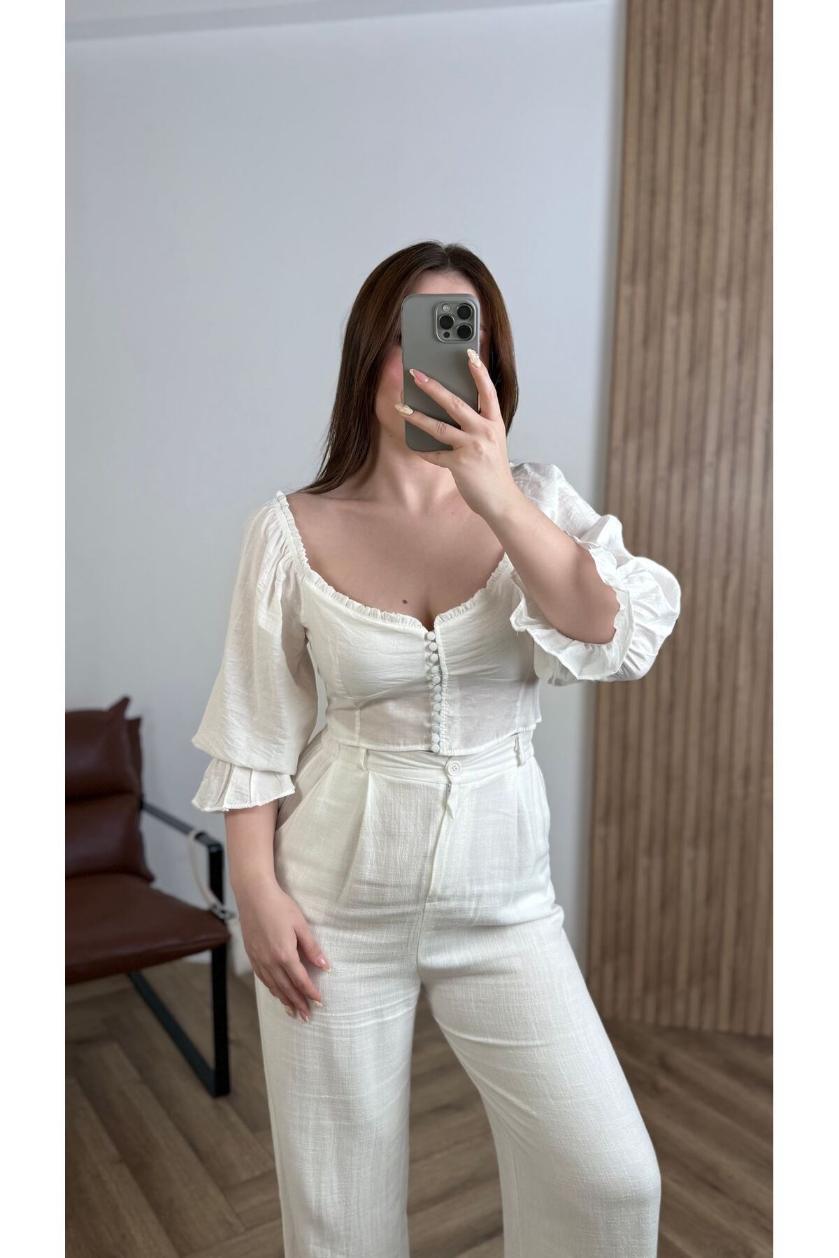 songül özdeş Yeni Sezon Düğme Detay Crop Gömlek