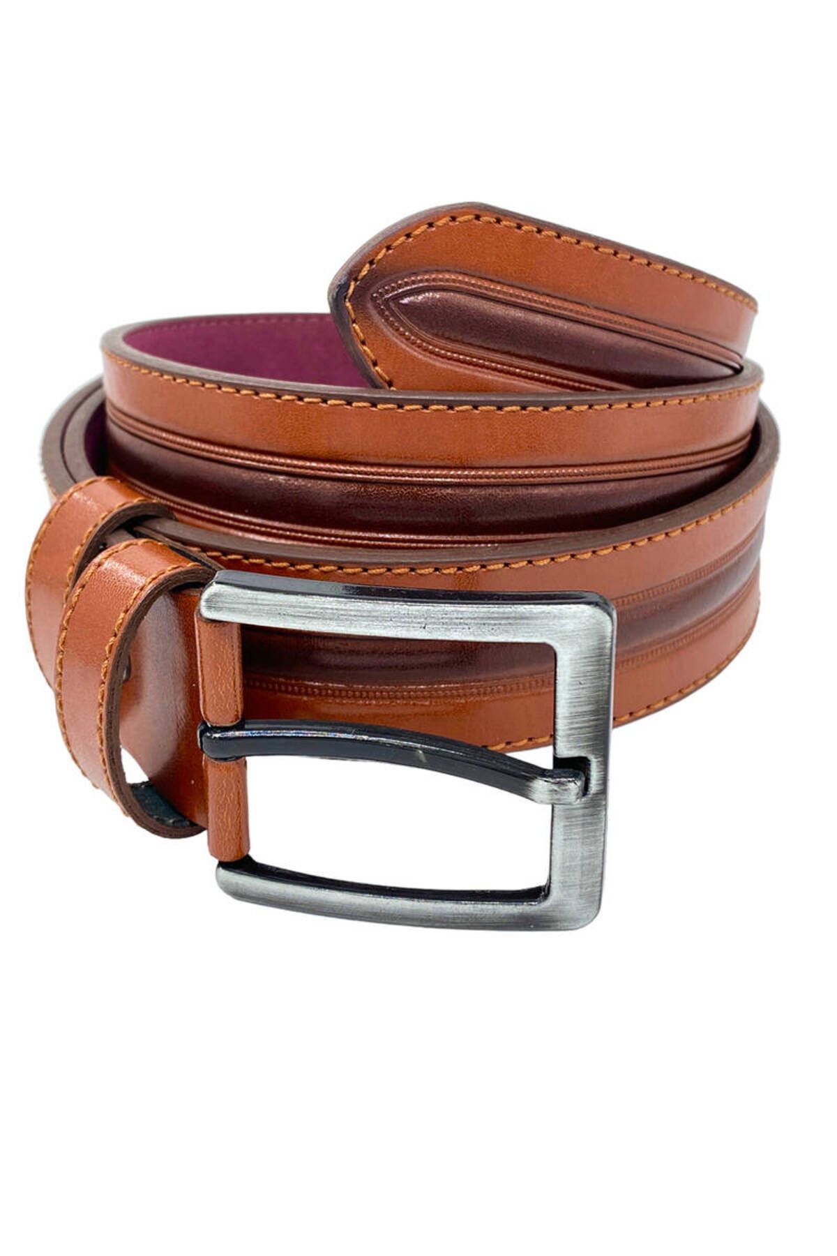 Süzer Deri-Tan Faux Leather Patterned Model 4 Cm Sports Belt - 9023-52-22rl 3