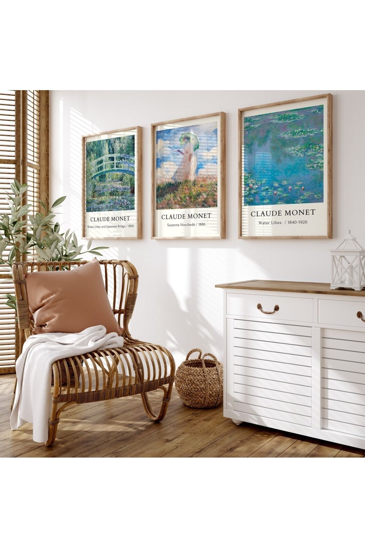 Dekorsiahome 3 Parça Ahşap Çerçeveli Oturma Odası Salon Mutfak Tablo Seti SET3199