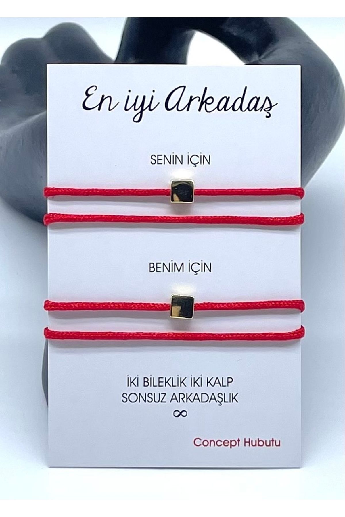 Concept HuBuTU Hediyelik Minimal Altın Kaplama Objeli En İyi Arkadaş Yazlık Kırmızı İp Halhal Seti ( 4 Adet)