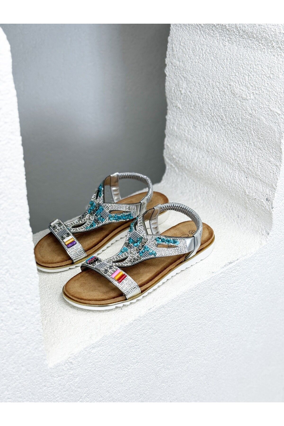Guja 25Y173-1 RENKLİ TAŞLI COMFORT SANDALET KADIN
