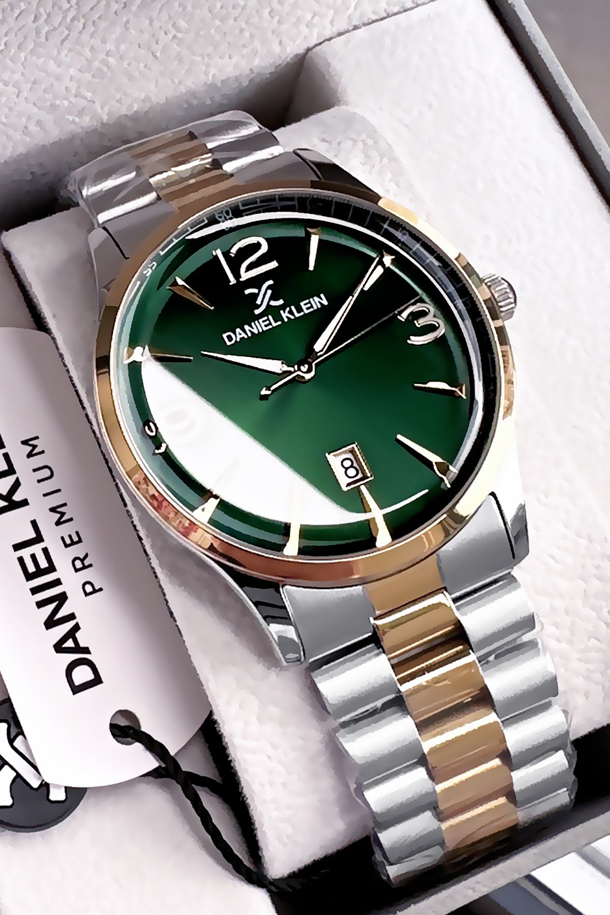 Daniel Klein Premium Hediyelik Erkek Kol Saati Su Geçirmez İki Renk Çelik Kordon Hediye Bileklik DKE2127C3