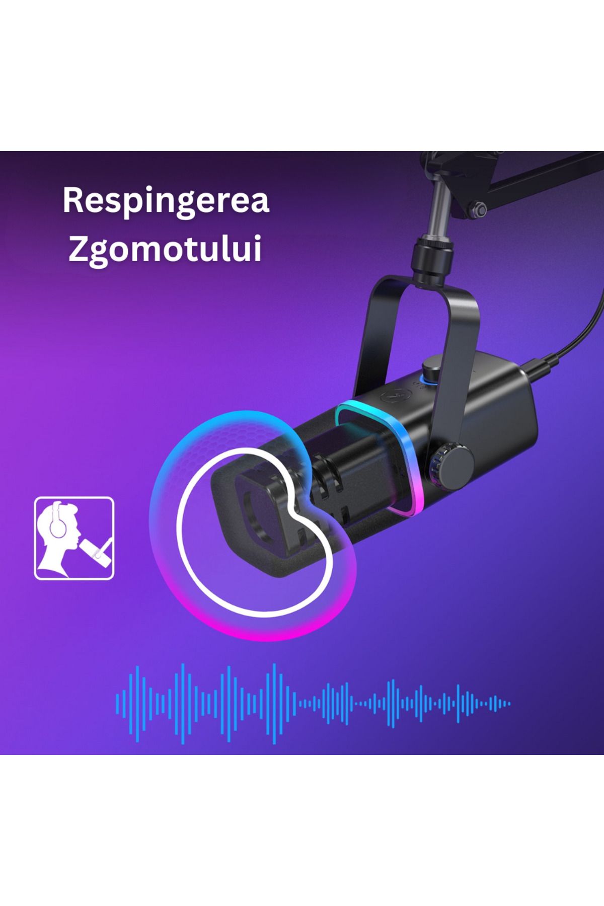 Velixo-Kd8s Professional Microphone, Usb & Xlr, Cardioid, Noise Reduction, Mute, Rgb, Adjustable Arm 5
