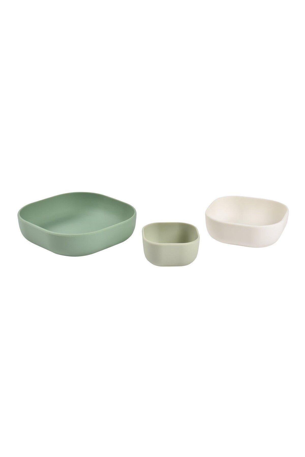 Beaba 3 Parça Silikon Kase Seti, Sage green/Cotton/Misty green