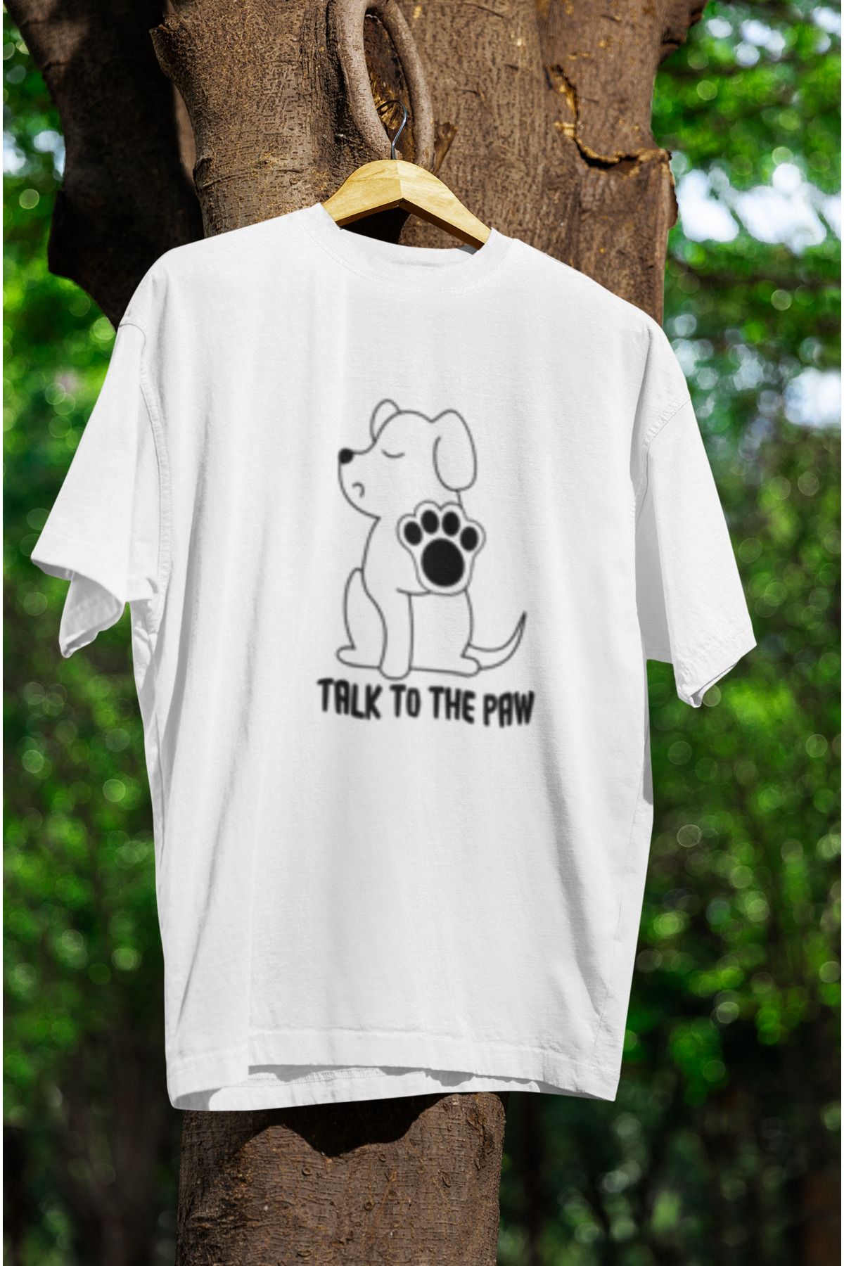 MG TALK TO THE PAW BASKILI UNISEX BİSİKLET YAKA PAMUKLU OVERSIZE KALIP KISA KOLLU T-SHIRT