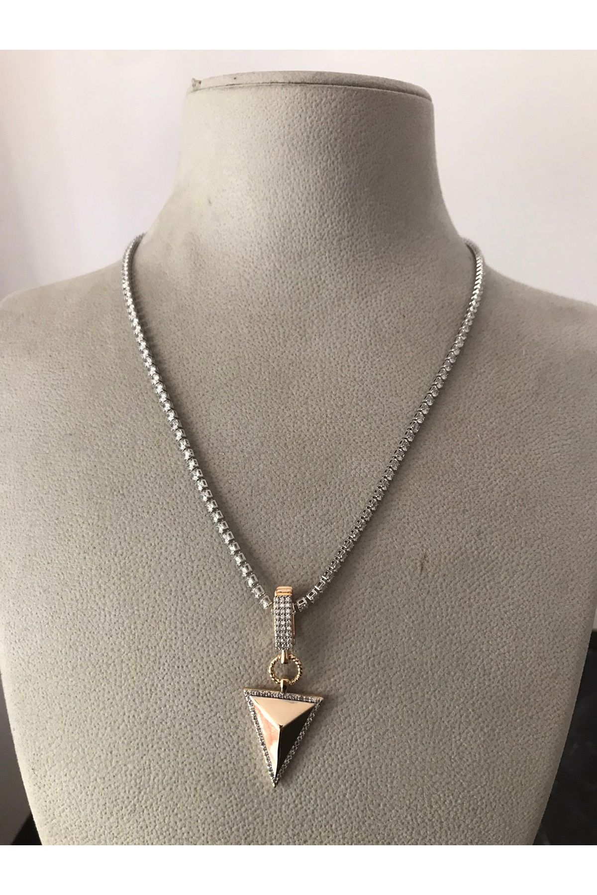 shop ÇELİK SU YOLU PARLAK ÇIKARTILABİLİR ÜÇGEN TAŞLI CHARM KOLYE UCU GOLD