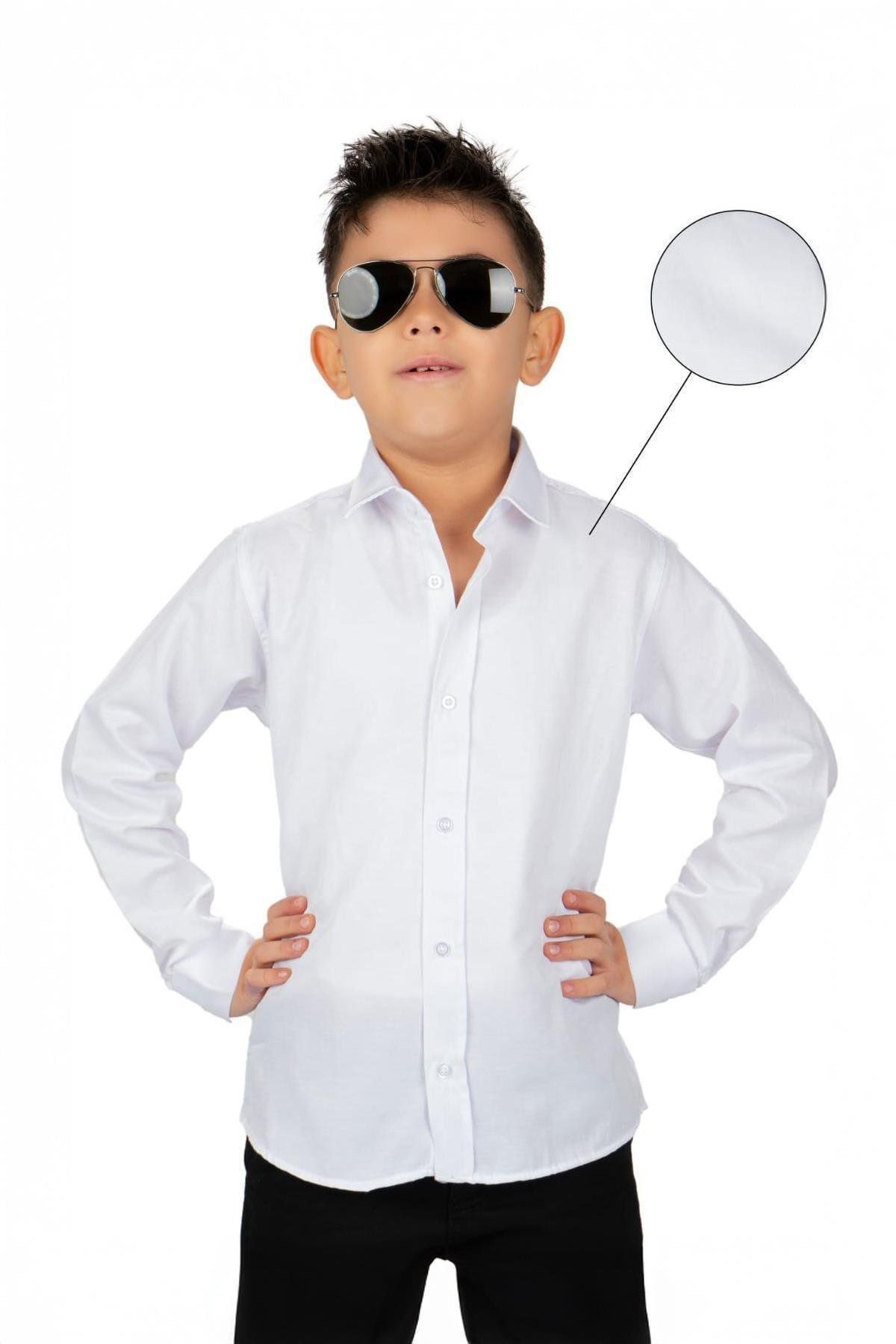 Trend Baby Kids Erkek Çocuk Beyaz Gömlek Uzun Kol 13-16 Yaş