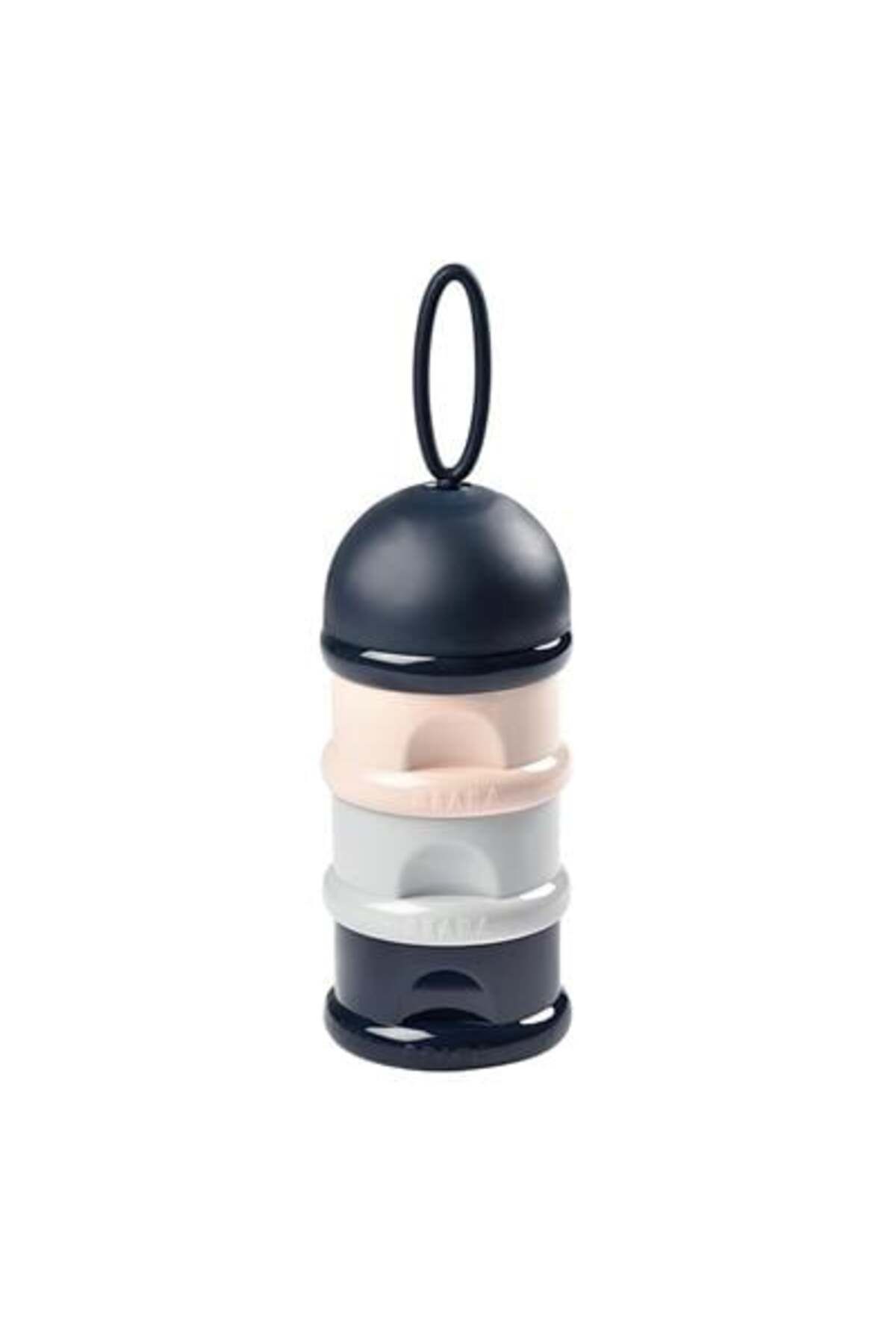 Beaba 3 Katmanlı Süt Tozu Kutusu ve Atıştırmalık Kabı (Dark blue + Grey + Pink)