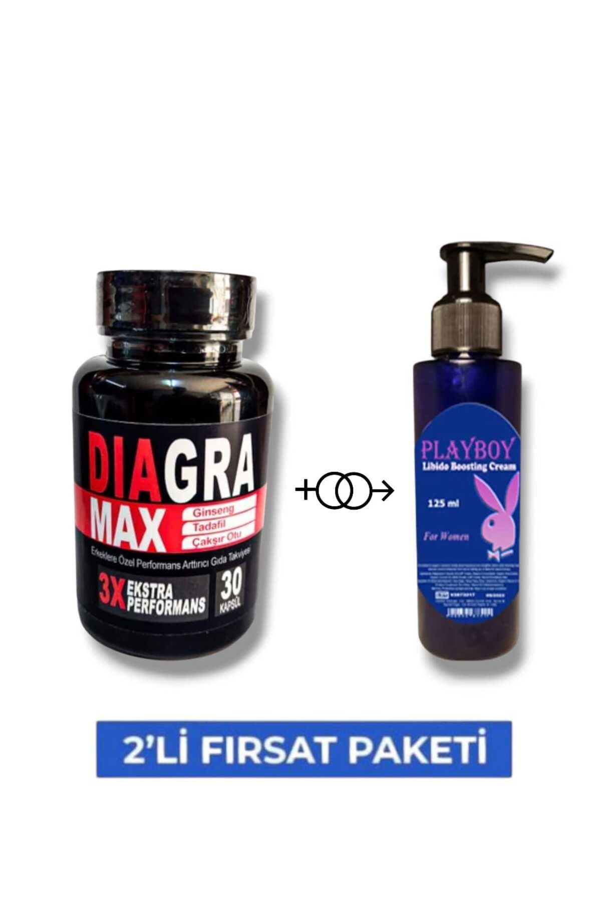 MEDİCREAM Diagra Max Erkek Performans Geliştirici 30'lu Takviye + Playboy Libido Arttırıcı Krem 125 ML