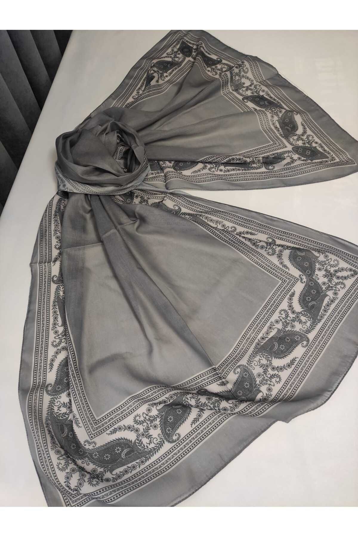 ALTUNTAŞ-Women's Cotton Ethnic Patterned Shawl with Leaf Motif on the Empty Edge 5