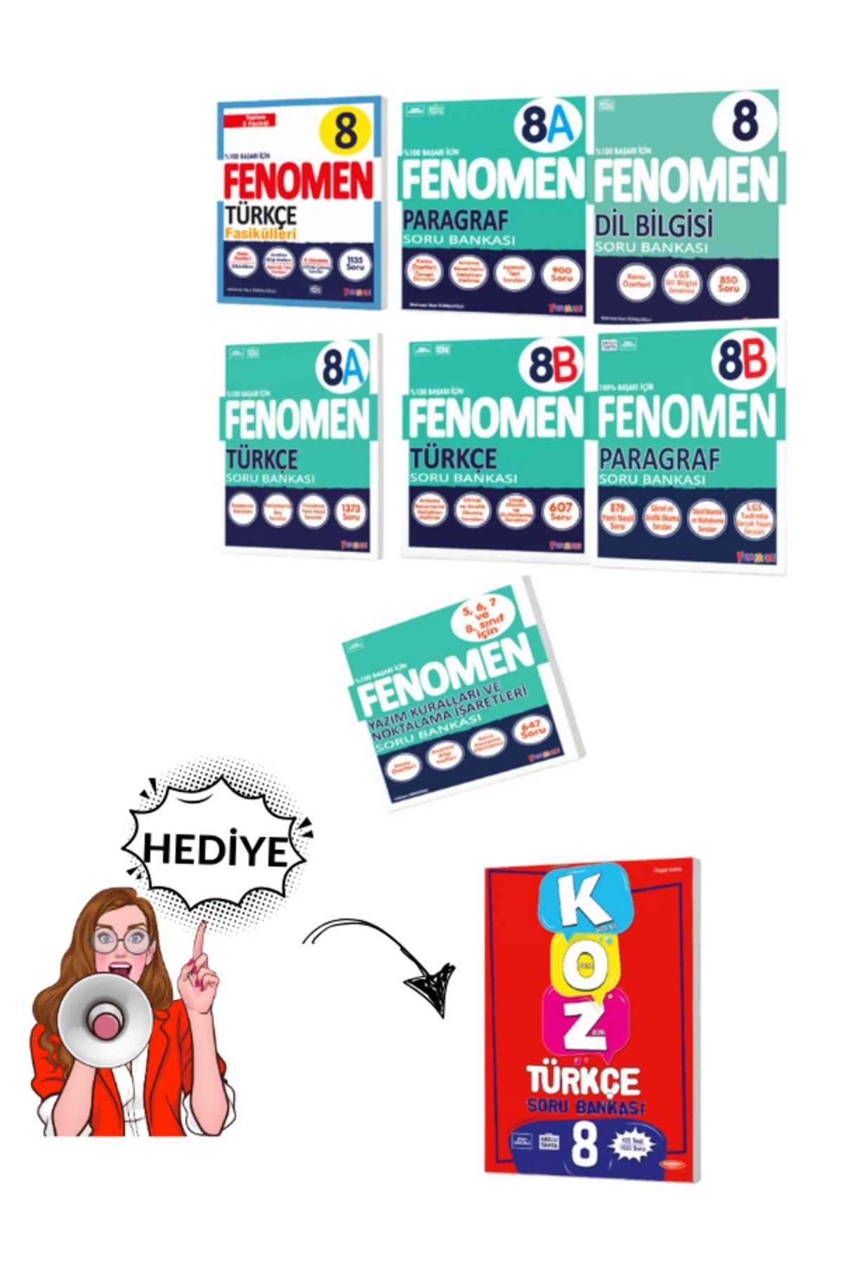 Fenomen Yayıncılık Kurmay Basım Yayın Dağıtım Fenomen Yayınları 8.sınıf türkçe full set