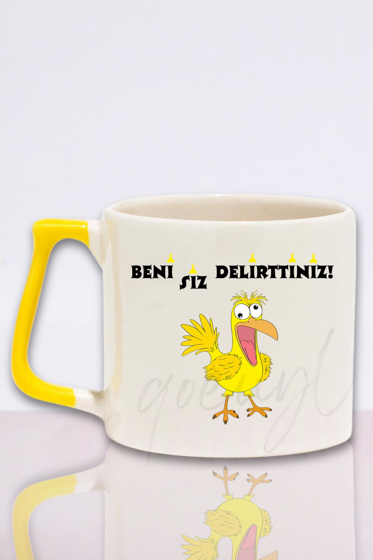 qoeuyl boutique Beni Siz Delirttiniz Baskılı Komik Hediyelik Renkli Kulplu Kupa Bardak