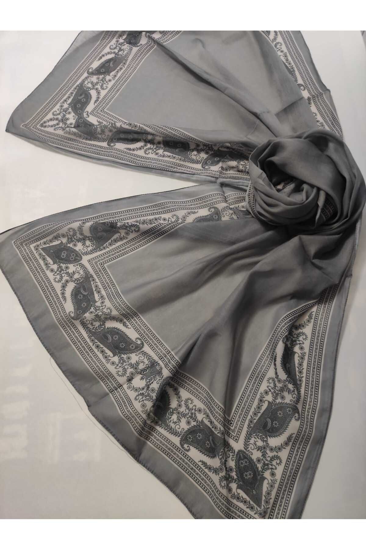 ALTUNTAŞ-Women's Cotton Ethnic Patterned Shawl with Leaf Motif on the Empty Edge 1