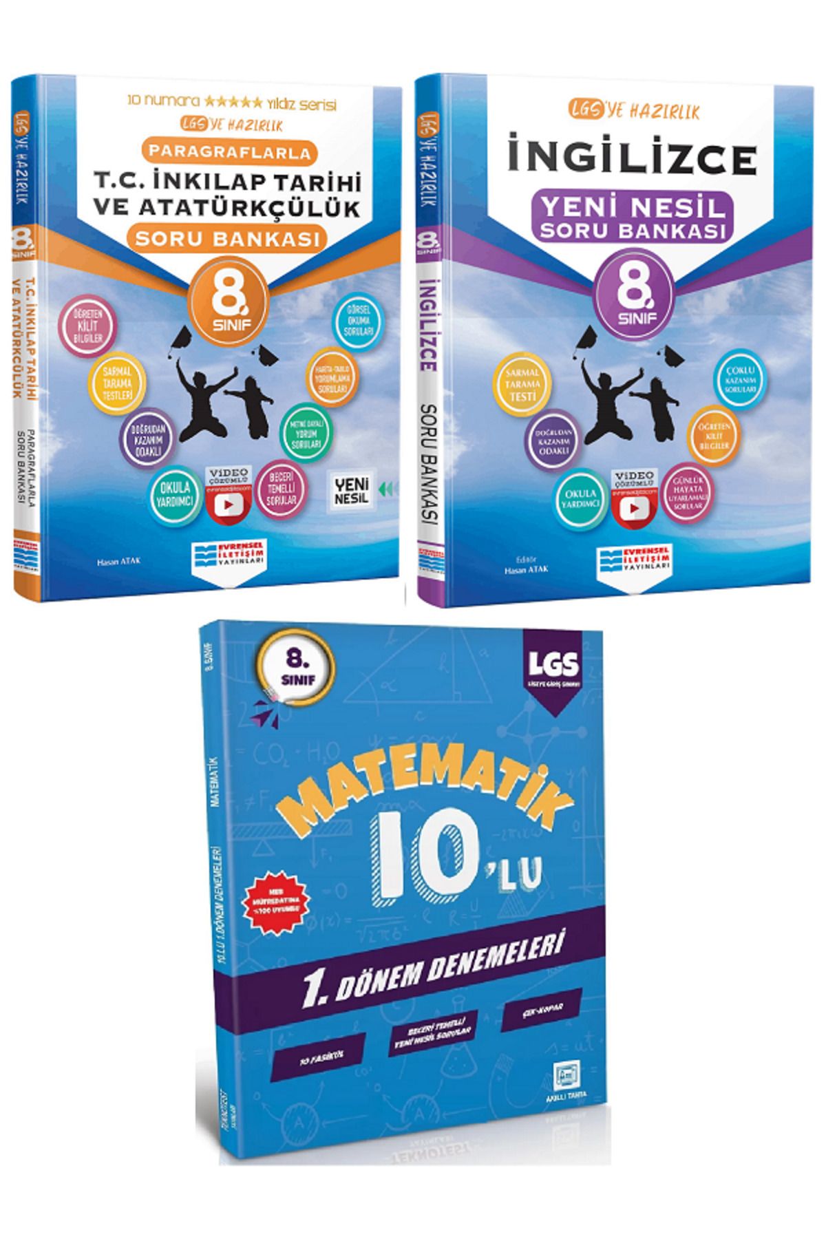 Evrensel İletişim Yayınları 8.Sınıf Evrensel İnkılap Tarihi + İngilizce Soru Bankası + 10'Lu Matematik Deneme HEDİYELİ - 3 KİTAP