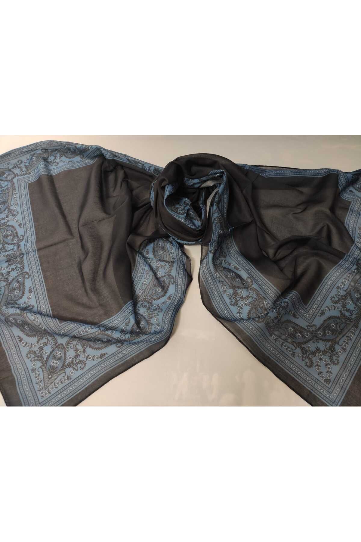 ALTUNTAŞ-Women's Cotton Ethnic Patterned Shawl with Leaf Motif on the Empty Edge 3