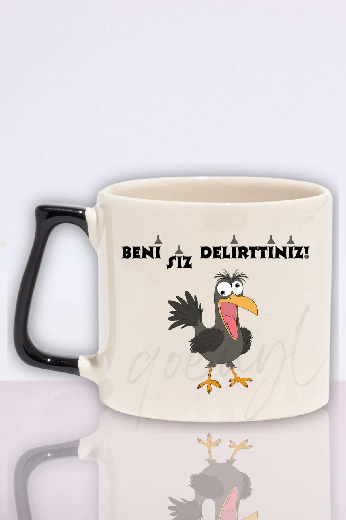 qoeuyl boutique Beni Siz Delirttiniz Baskılı Komik Hediyelik Renkli Kulplu Kupa Bardak