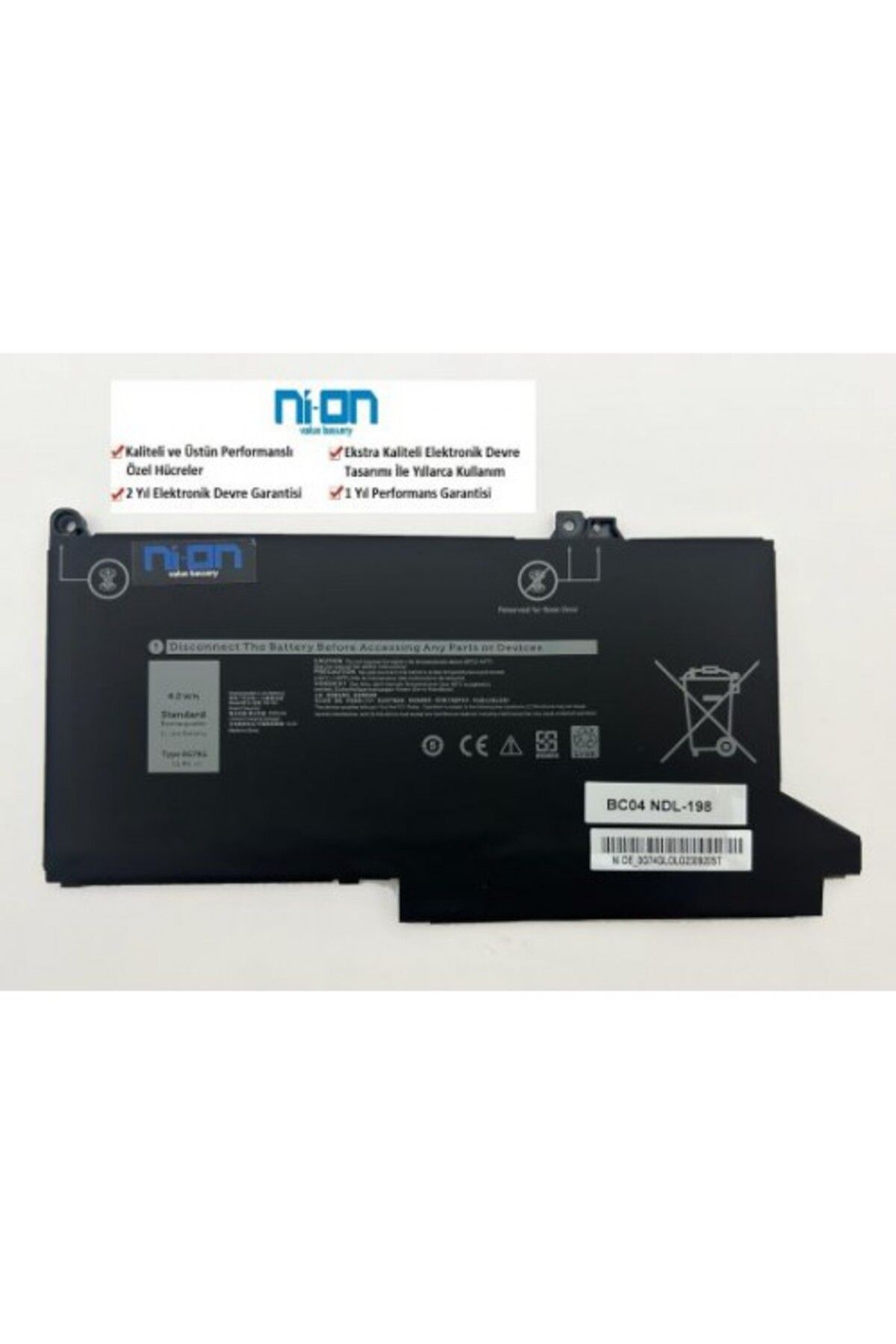 NION Dell Latitude 5300 2-IN-1 Chromebook uyumlu Notebook Batarya - Pil