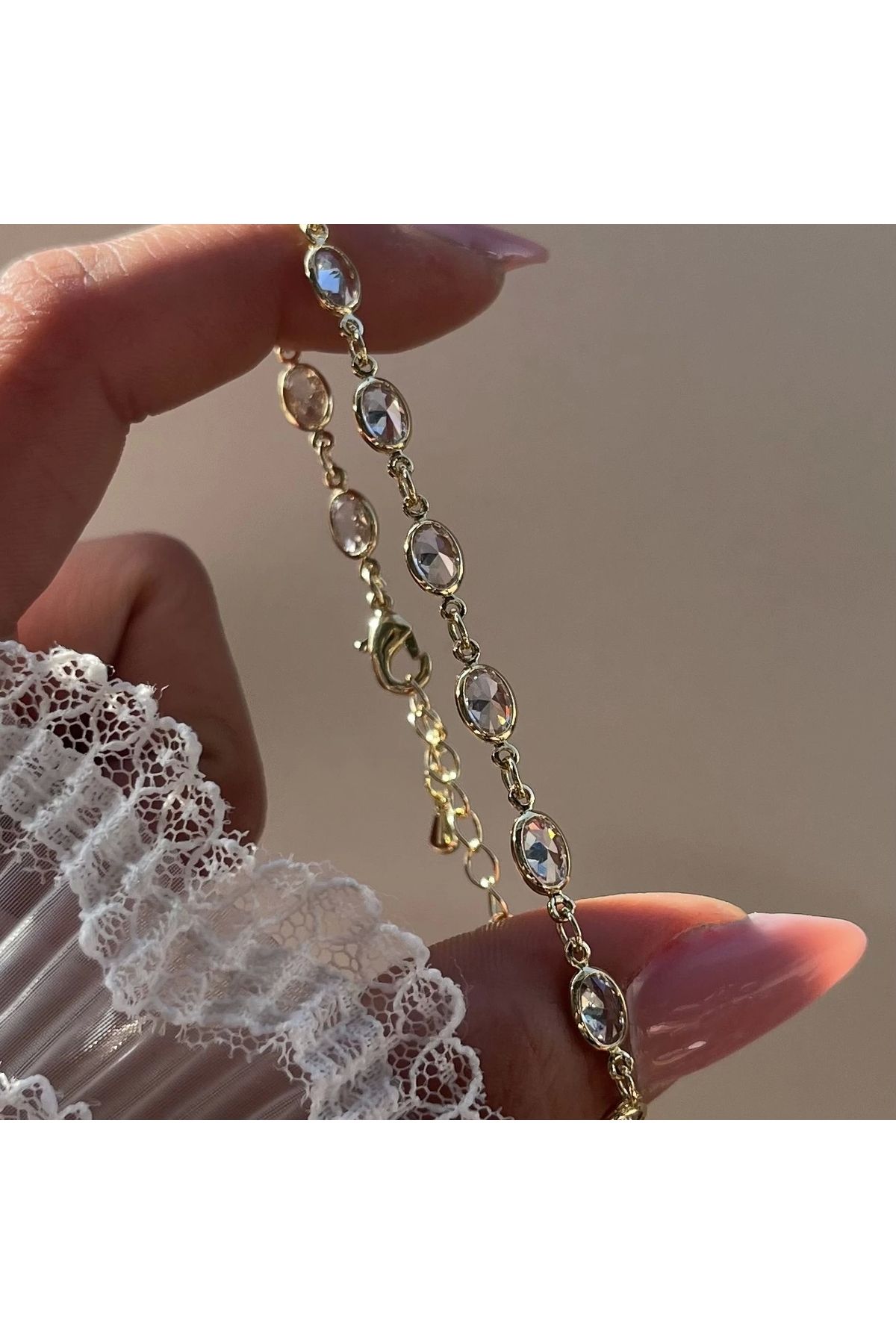 Vintagezegeni Oval Taşlı Bileklik I 18K Altın Kaplama