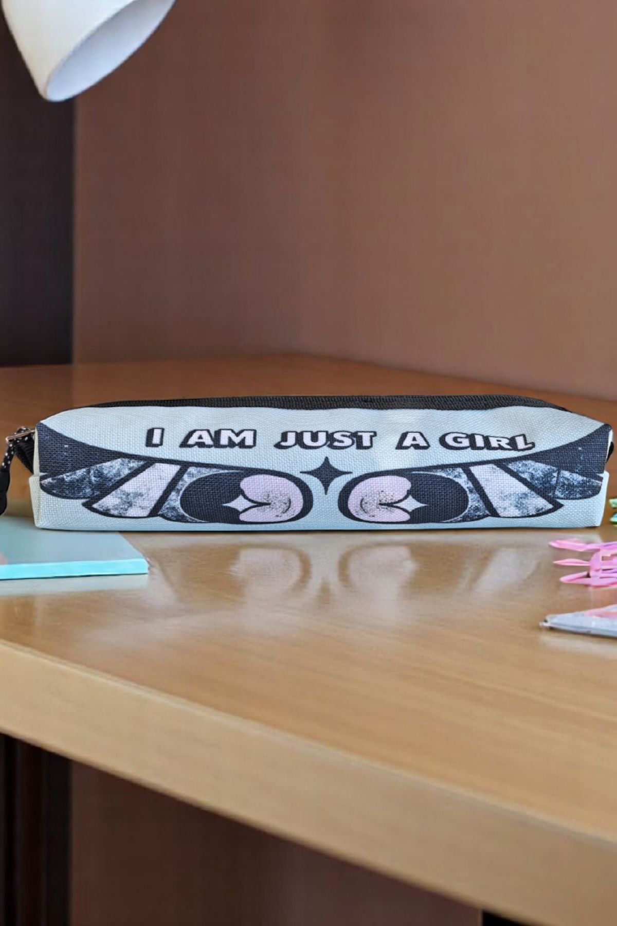 DUCS Just a Girl Desenli Kalemlik Kalem Kutusu Cüzdan Makyaj Çantası - MK292