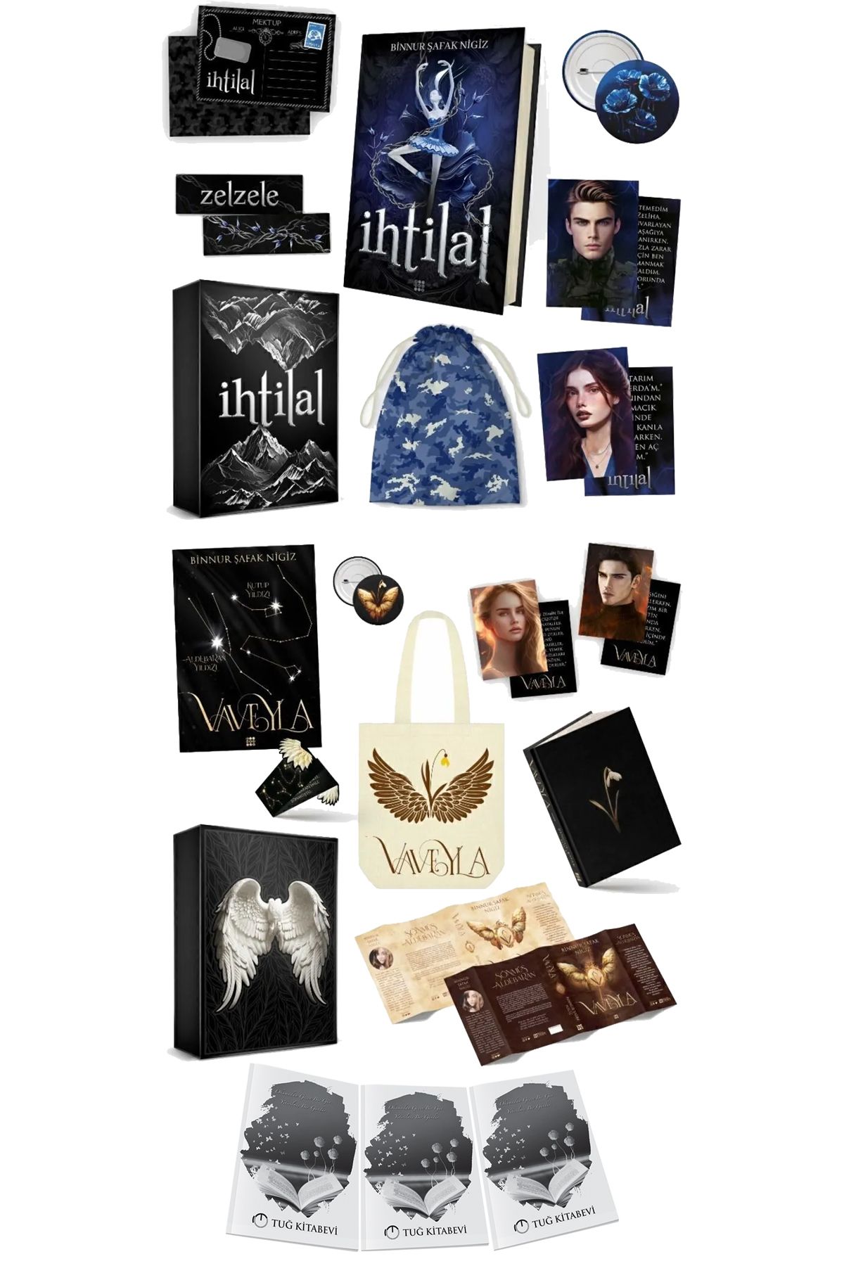Dokuz Yayınları İhtilal 1 Zelzele - Vaveyla 1 Sönmüş Aldebaran Kutulu Set Binnur Şafak Nigiz 2 Kitap + Hediyeli