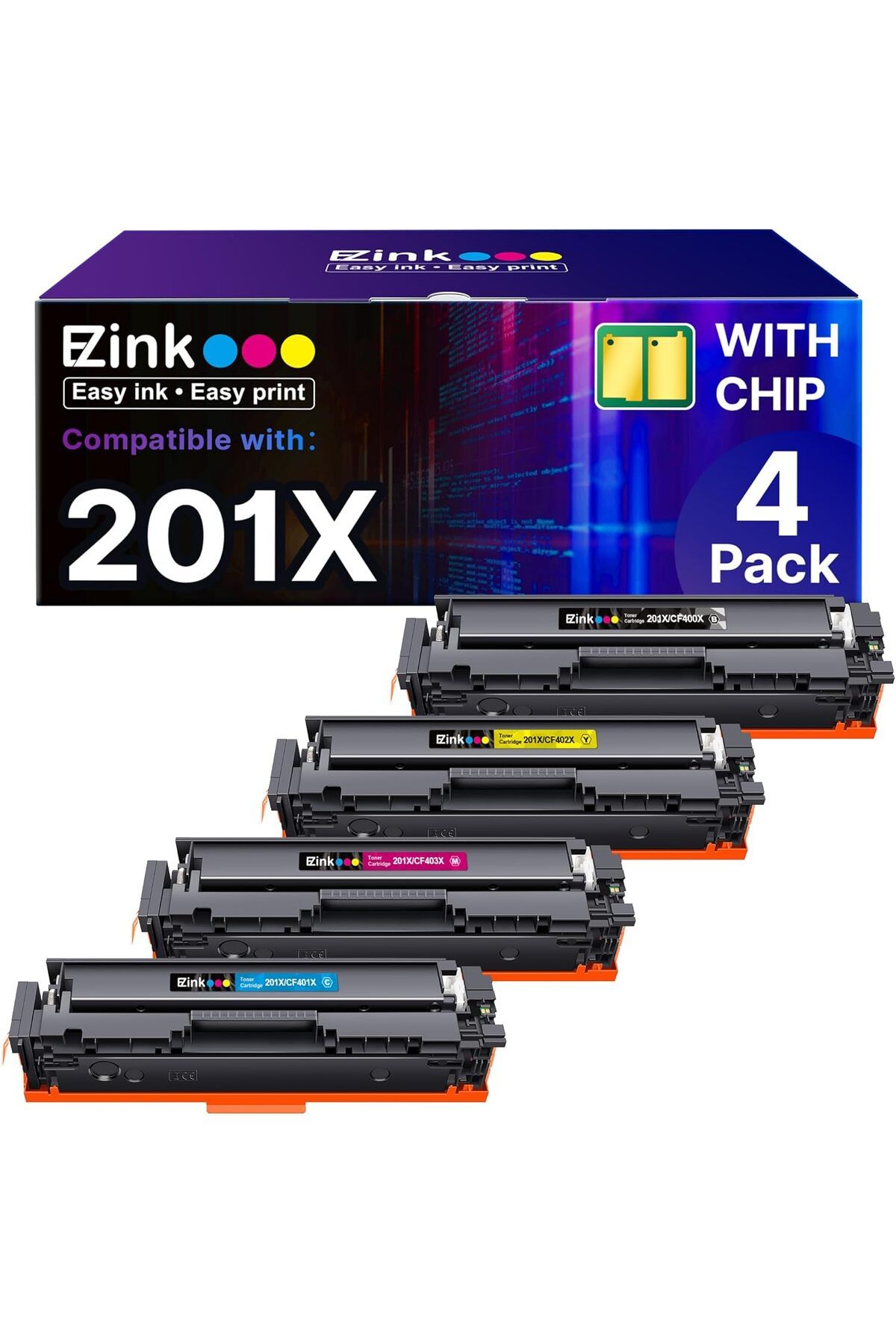HP ya-de toner CF400X CF401X CF402X CF403X MFP M252dw , Pro M277dw (Black, Cyan, Magenta, Yellow)