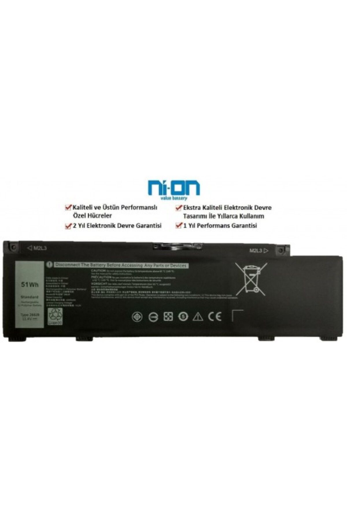 NION Dell G3 15 3590 P89F P89F001 uyumlu Notebook Batarya - Pil