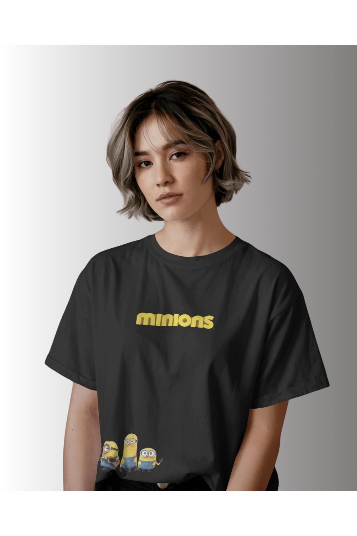 Mollis Minions Kadın Baskılı Oversize T-Shirt