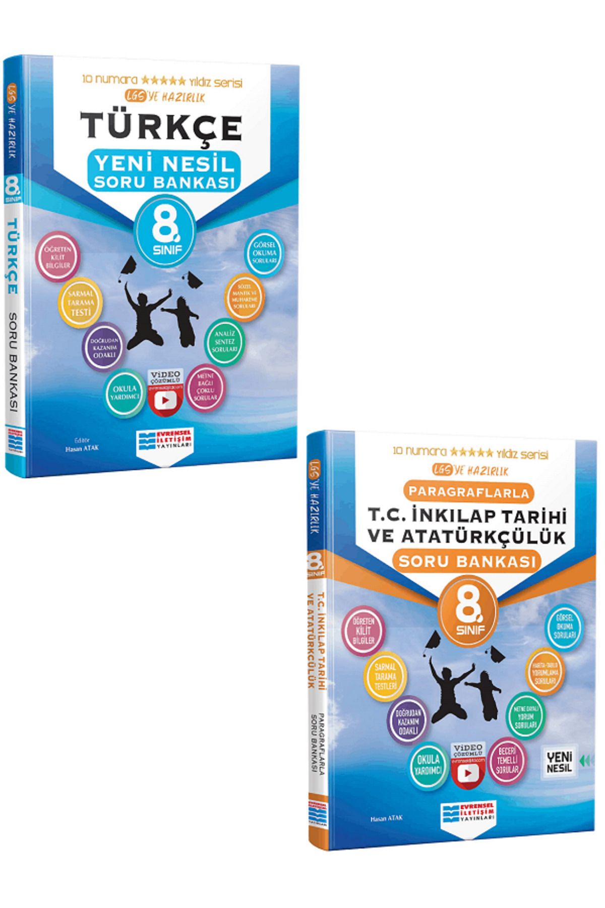 Evrensel İletişim Yayınları 8.Sınıf Evrensel İletişim Türkçe + İnkılap Tarihi Soru Bankaları / Öğreten Kilit Bilgiler - 2 KİTAP