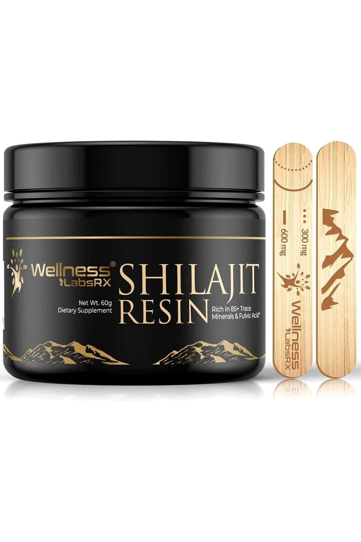 wellness Pure Himalayan Organic Shilajit Resin 500mg Per Serving - 80% Fulvic Acid – 2 oz