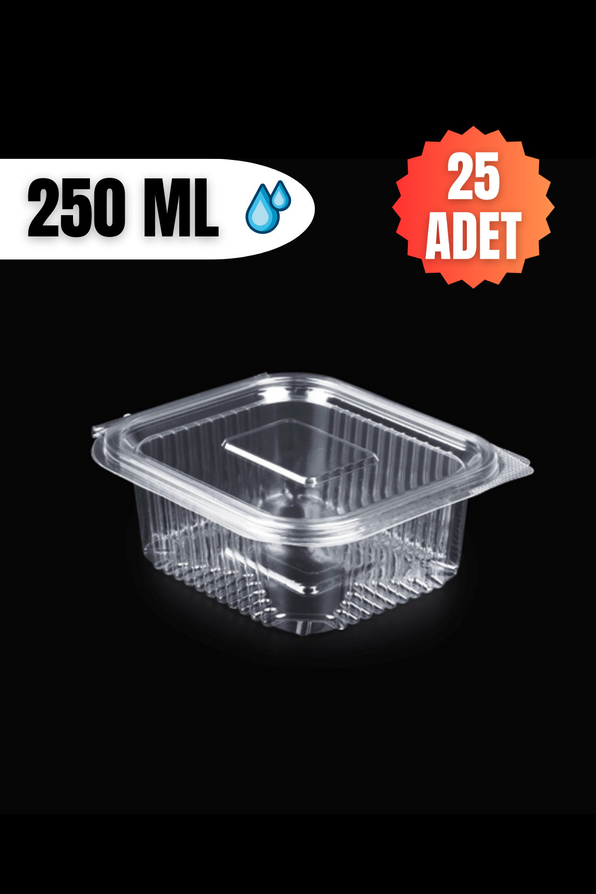 YOK YOK AMBALAJ Plastik Sızdırmaz Kapaklı Kap 250 Gr Cc 25 Adet