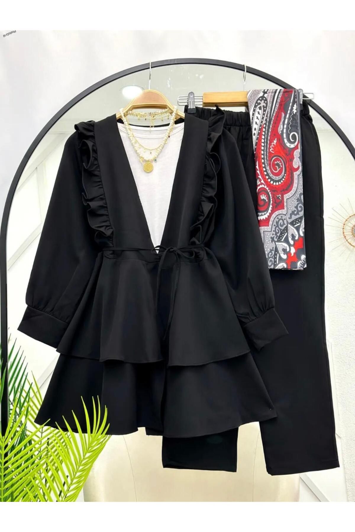 MODA Kadın Nilüfer Fırfırlı Klasik İkili Takım